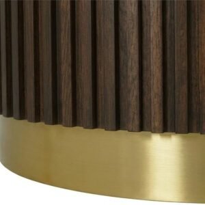 Tanush Furnitures Round Wooden Coffee Table with Mica Laminated Top & Gold Finish Base (Brown) - Image 4
