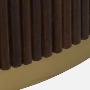 Tanush Furnitures Round Wooden Coffee Table with Mica Laminated Top & Gold Finish Base (Brown) - Image 7