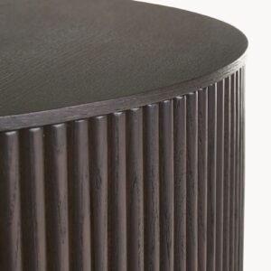 Tanush Furnitures Mona Round Coffee Table in Fluted Wood with Hidden Storage (Brown) - Image 7