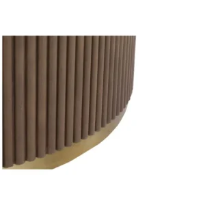 Tanush Furnitures Modern Round Fluted Wooden Coffee Table with Mica Laminated Top – Walnut Brown - Image 3