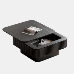 Tanush Furnitures Modern Coffee Table with Fluted Design and Hidden Lift-Top Storage (Black) - Image 4
