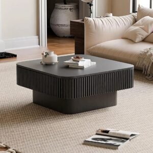 Tanush Furnitures Modern Coffee Table with Fluted Design and Hidden Lift-Top Storage (Black) - Image 8