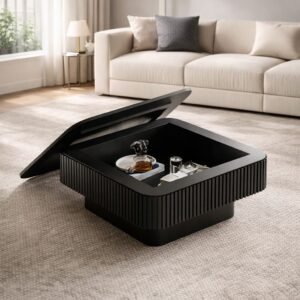 Tanush Furnitures Modern Coffee Table with Fluted Design and Hidden Lift-Top Storage (Black) - Image 7