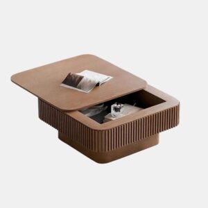 Tanush Furnitures Contemporary Wooden Coffee Table with Hidden Storage (Brown) - Image 5