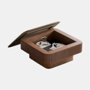 Tanush Furnitures Contemporary Wooden Coffee Table with Hidden Storage (Brown) - Image 4