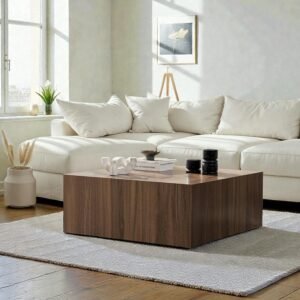 Tanush Furnitures Modern Square Coffee Table (Walnut Brown) - Image 1