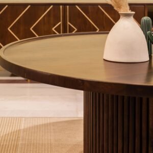 Tanush Furnitures Wood Round Coffee Table for Living Room (Brown) - Image 6