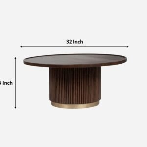 Tanush Furnitures Wood Round Coffee Table for Living Room (Brown) - Image 3
