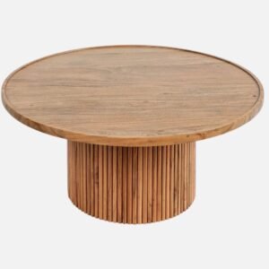 Tanush Furnitures Modern Round Wooden Coffee Table (Natural Oak) - Image 2