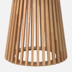 Tanush Furnitures Round Wooden Dining Table with Slatted Pedestal Base (Natural Oak) - Image 5