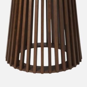 Tanush Furnitures Round Wood Dining Table with Slatted Pedestal Base (Brown) - Image 4