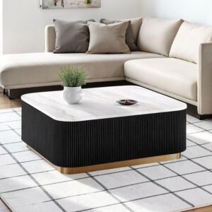 Tanush Furnitures The Reeded Slat Center Table (Black) - Image 7