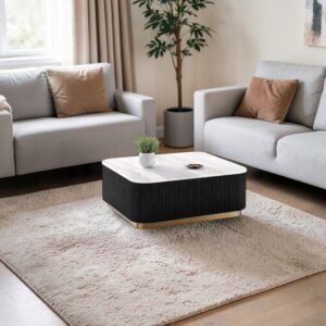 Tanush Furnitures The Reeded Slat Center Table (Black) - Image 1
