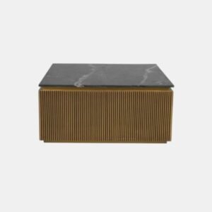 Tanush Furnitures Modern Rio Fluted Wooden Pedestal Centerpiece (Golden Yellow) - Image 4