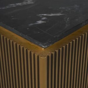 Tanush Furnitures Modern Rio Fluted Wooden Pedestal Centerpiece (Golden Yellow) - Image 5
