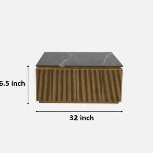 Tanush Furnitures Modern Rio Fluted Wooden Pedestal Centerpiece (Golden Yellow) - Image 3