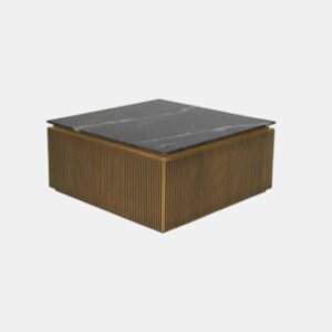 Tanush Furnitures Modern Rio Fluted Wooden Pedestal Centerpiece (Golden Yellow) - Image 2