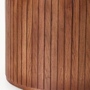 Tanush Furnitures Modern Round Walnut Finish Dining Table with Fluted Pedestal Base (Brown) - Image 4