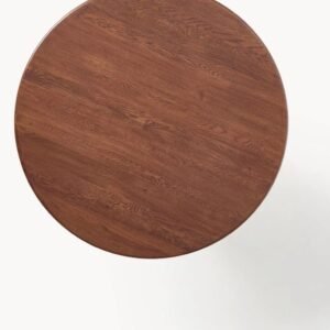 Tanush Furnitures Modern Round Walnut Finish Dining Table with Fluted Pedestal Base (Brown) - Image 5