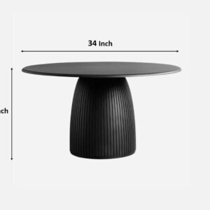 Tanush Furnitures Modern Round Pedestal Dining Table with Fluted Base – Black Finish (Black) - Image 3