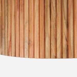 Tanush Furnitures Round Marble Finish Wooden Dining Table with Fluted Pedestal Base (Brown and White Top) - Image 5