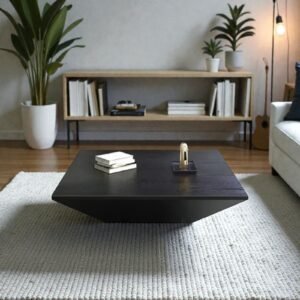 Tanush Furnitures Modern Sigma Coffee Table with Seamless Hidden Storage Drawer (Black) - Image 2