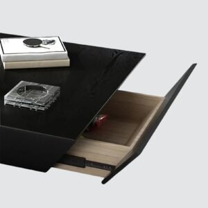 Tanush Furnitures Modern Sigma Coffee Table with Seamless Hidden Storage Drawer (Black) - Image 6
