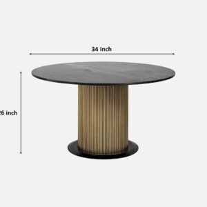 Tanush Furnitures The Aurelius Circular Pedestal Table (Golden Yellow) - Image 3
