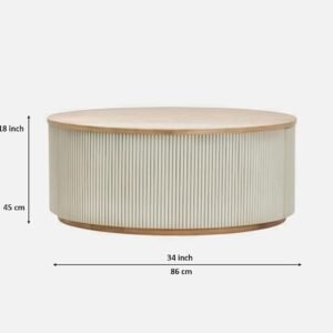 Tanush furnitures Modern Round Wood Coffee Table with Hidden Storage (Beige) - Image 3