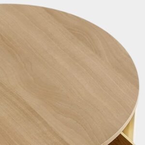 Tanush furnitures Modern Round Wood Coffee Table with Hidden Storage (Beige) - Image 4