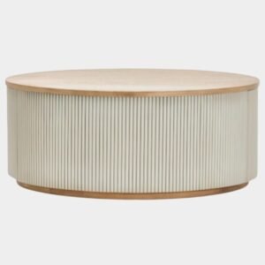 Tanush furnitures Modern Round Wood Coffee Table with Hidden Storage (Beige) - Image 7