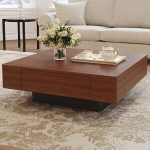 Tanush Furnitures Square Coffee Table - CTB55 (Walnut Brown) - Image 8