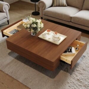 Tanush Furnitures Square Coffee Table - CTB55 (Walnut Brown) - Image 1