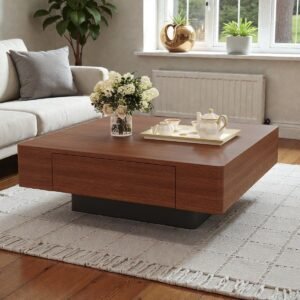 Tanush Furnitures Square Coffee Table - CTB55 (Walnut Brown) - Image 2