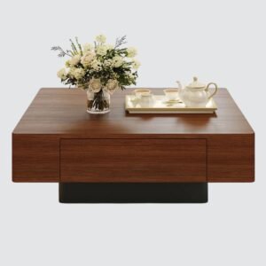 Tanush Furnitures Square Coffee Table - CTB55 (Walnut Brown) - Image 6