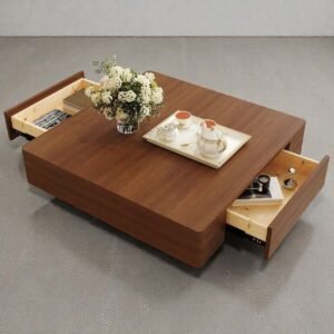 Tanush Furnitures Square Coffee Table - CTB55 (Walnut Brown) - Image 7