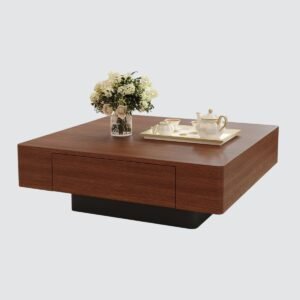 Tanush Furnitures Square Coffee Table - CTB55 (Walnut Brown) - Image 4