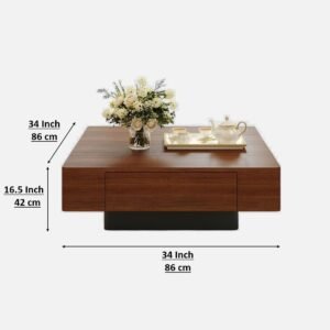 Tanush Furnitures Square Coffee Table - CTB55 (Walnut Brown) - Image 3