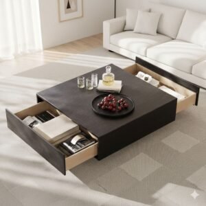Tanush Furnitures Square Coffee Table - CTB59 (Black) - Image 1