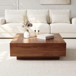 Tanush Furnitures Noka Luxe Coffee Table with Dual Drawer (Walnut Brown) - Image 2