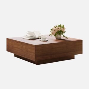 Tanush Furnitures Noka Luxe Coffee Table with Dual Drawer (Walnut Brown) - Image 4