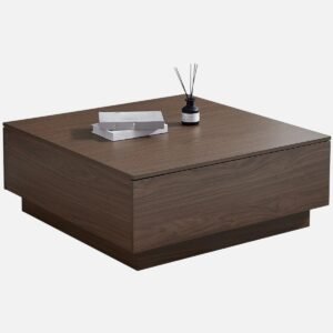 Tanush Furnitures Wooden Coffee Table with Dual Storage Drawers – Walnut Finish (Brown) - Image 6