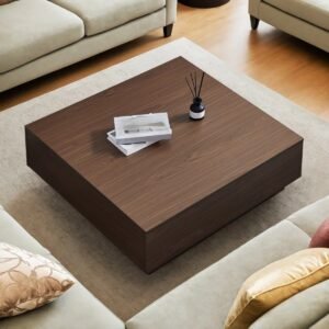 Tanush Furnitures Wooden Coffee Table with Dual Storage Drawers – Walnut Finish (Brown) - Image 2