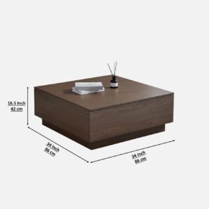 Tanush Furnitures Wooden Coffee Table with Dual Storage Drawers – Walnut Finish (Brown) - Image 3