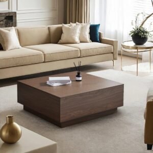 Tanush Furnitures Wooden Coffee Table with Dual Storage Drawers – Walnut Finish (Brown) - Image 7
