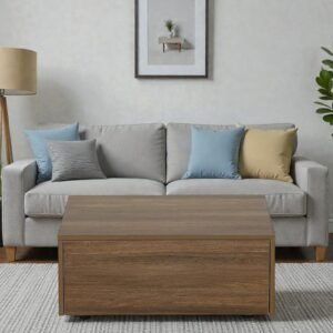 Tanush Furnitures Modern Living Room Coffee Table with Concealed Storage Drawer (Brown) - Image 5