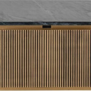 Tanush Furnitures Modern Golden Glow Fluted Square Coffee Table (Golden Yellow) - Image 2