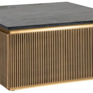 Tanush Furnitures Modern Golden Glow Fluted Square Coffee Table (Golden Yellow) - Image 4