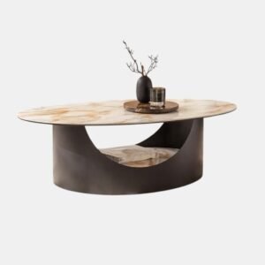 Tanush Furnitures Modern Ora Coffee Table with Hidden Storage Shelf (black and white Top) - Image 5