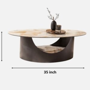 Tanush Furnitures Modern Ora Coffee Table with Hidden Storage Shelf (black and white Top) - Image 3